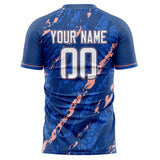 Custom Navy Pink Pattern Soccer Jersey