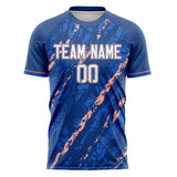 Custom Navy Pink Pattern Soccer Jersey