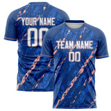 Custom Navy Pink Pattern Soccer Jersey