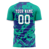 Custom Teal Purple Pattern Soccer Jersey