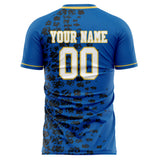 Custom Blue Black Pattern Soccer Jersey