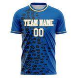 Custom Blue Black Pattern Soccer Jersey