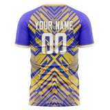 Custom Yellow Purple Pattern Soccer Jersey