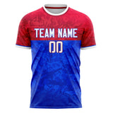 Custom Royal Red Pattern Soccer Jersey