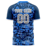 Custom Navy White Pattern Soccer Jersey