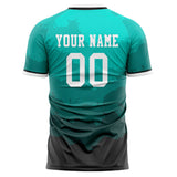 Custom Teal Gray Pattern Soccer Jersey