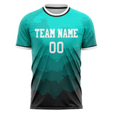 Custom Teal Gray Pattern Soccer Jersey