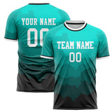 Custom Teal Gray Pattern Soccer Jersey