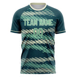 Custom Blue Green Cream Pattern Soccer Jersey