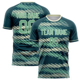 Custom Blue Green Cream Pattern Soccer Jersey