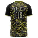 Custom Black Yellow Pattern Soccer Jersey