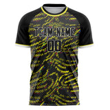 Custom Black Yellow Pattern Soccer Jersey