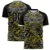 Custom Black Yellow Pattern Soccer Jersey