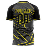 Custom Gray Yellow Pattern Soccer Jersey