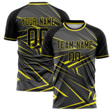 Custom Gray Yellow Pattern Soccer Jersey