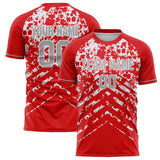 Custom Red White Pattern Soccer Jersey