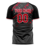 Custom Gray Red Pattern Soccer Jersey