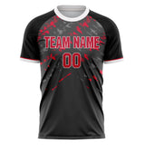 Custom Gray Red Pattern Soccer Jersey