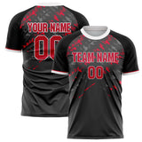 Custom Gray Red Pattern Soccer Jersey