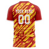 Custom Gold Red Pattern Soccer Jersey