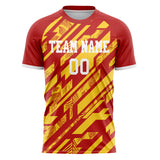 Custom Gold Red Pattern Soccer Jersey