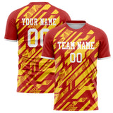 Custom Gold Red Pattern Soccer Jersey