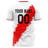 Custom White Red Pattern Soccer Jersey