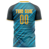 Custom Teal Gray Pattern Soccer Jersey