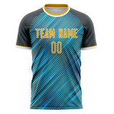 Custom Teal Gray Pattern Soccer Jersey