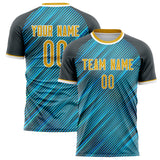 Custom Teal Gray Pattern Soccer Jersey