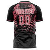 Custom Black Pink Pattern Soccer Jersey