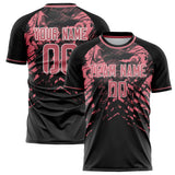 Custom Black Pink Pattern Soccer Jersey