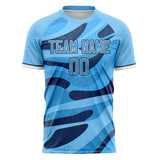 Custom Light Blue Navy Pattern Soccer Jersey