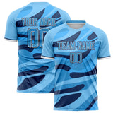 Custom Light Blue Navy Pattern Soccer Jersey