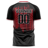 Custom Black Red Pattern Soccer Jersey