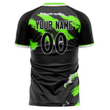 Custom Black Neon Green Pattern Soccer Jersey