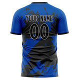 Custom Royal Black Pattern Soccer Jersey