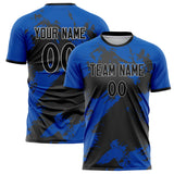 Custom Royal Black Pattern Soccer Jersey