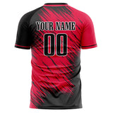 Custom Red Black Pattern Soccer Jersey