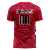 Custom Red Black Pattern Soccer Jersey