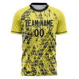 Custom Yellow Black Pattern Soccer Jersey