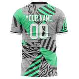 Custom Gray Teal Pattern Soccer Jersey