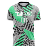 Custom Gray Teal Pattern Soccer Jersey