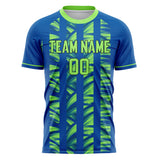 Custom Royal Neon Green Pattern Soccer Jersey