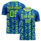 Custom Royal Neon Green Pattern Soccer Jersey