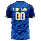 Custom Royal White Pattern Soccer Jersey