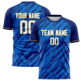 Custom Royal White Pattern Soccer Jersey