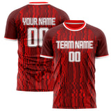 Custom Red White Pattern Soccer Jersey