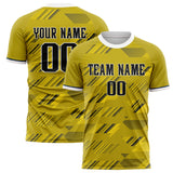 Custom Old Gold Black Pattern Soccer Jersey