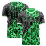 Custom Neon Green Gray Pattern Soccer Jersey